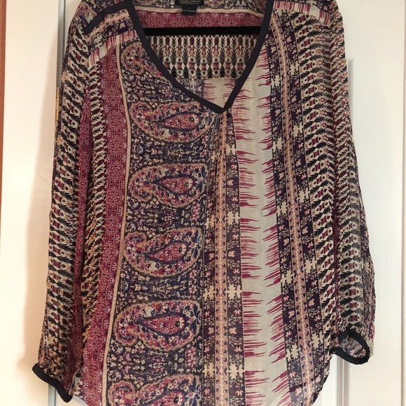 Lucky Brand sheer v-neck top - Picture 1 of 1